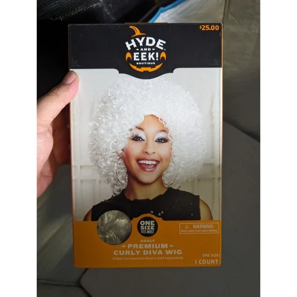 Adult Curly Diva White Halloween Costume Wig - Hyde & EEK! Boutique NEW - Picture 1 of 1